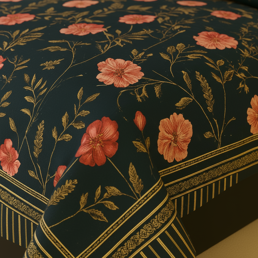3 Pcs Twilight Florals Double Bed King Size Bed Sheet Set | Pure Cotton