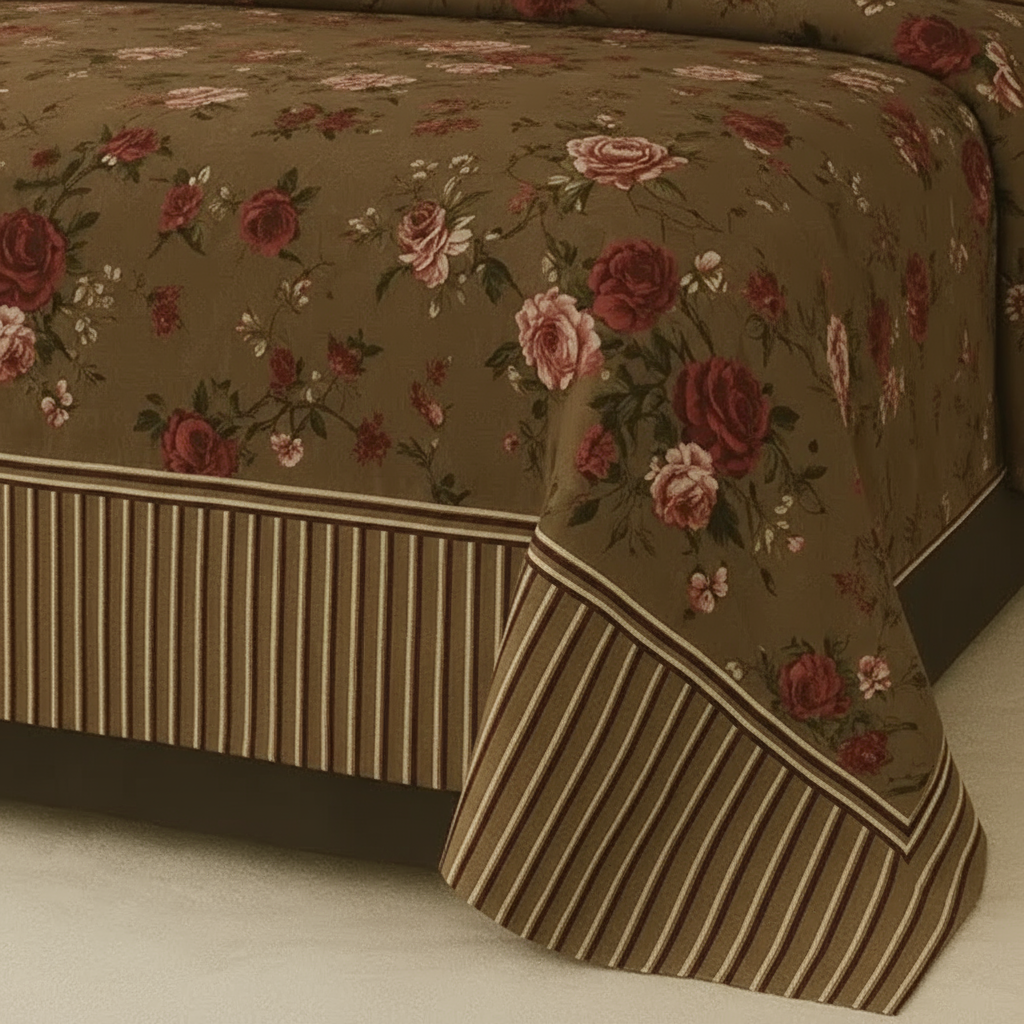 3 Pcs Dune Rose Double Bed King Size Bed Sheet Set | Pure Cotton