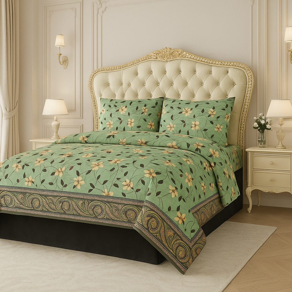 Verdant Paisley Pure Cotton Premium Bed Sheet Set (3-Piece)