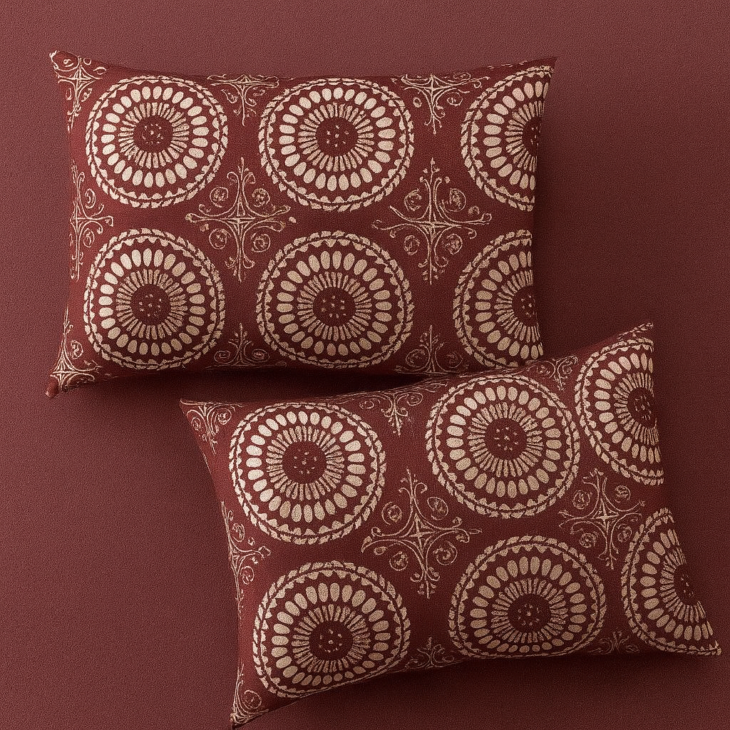 Maroon - King Size 3 PCs Crystal Cotton Bed Sheet Set With Pillow Covers | Diamond Textile