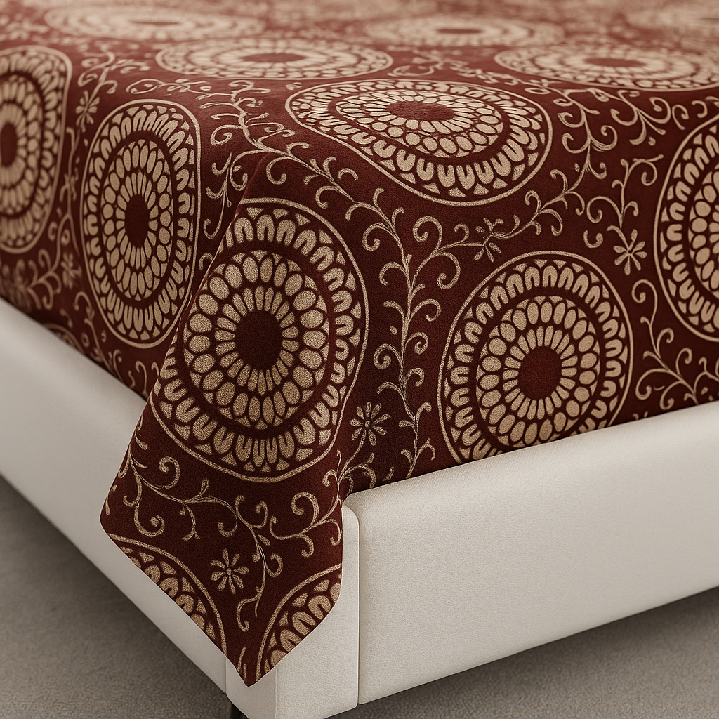 Maroon - King Size 3 PCs Crystal Cotton Bed Sheet Set With Pillow Covers | Diamond Textile