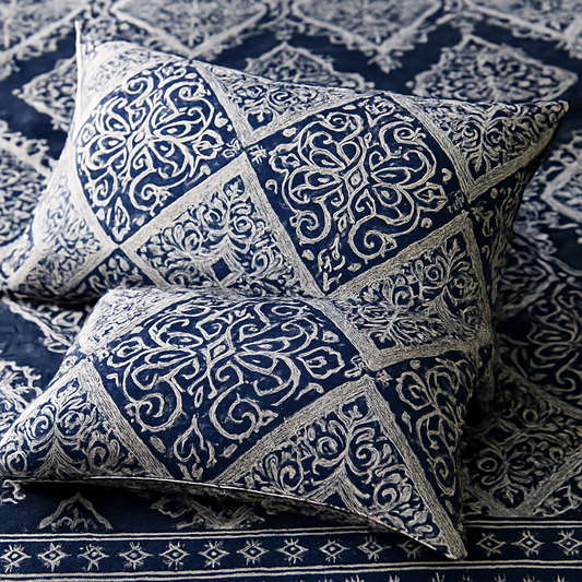 نیلم Arabesque کرسٹل کاٹن کنگ سائز بیڈ شیٹ سیٹ (3-ٹکڑا)