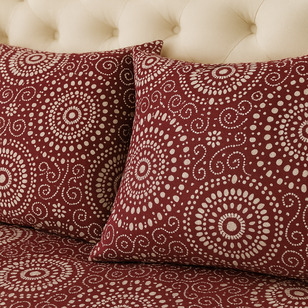 Scarlet Lattice Crystal Cotton King Size Bed Sheet Set (3-Piece)