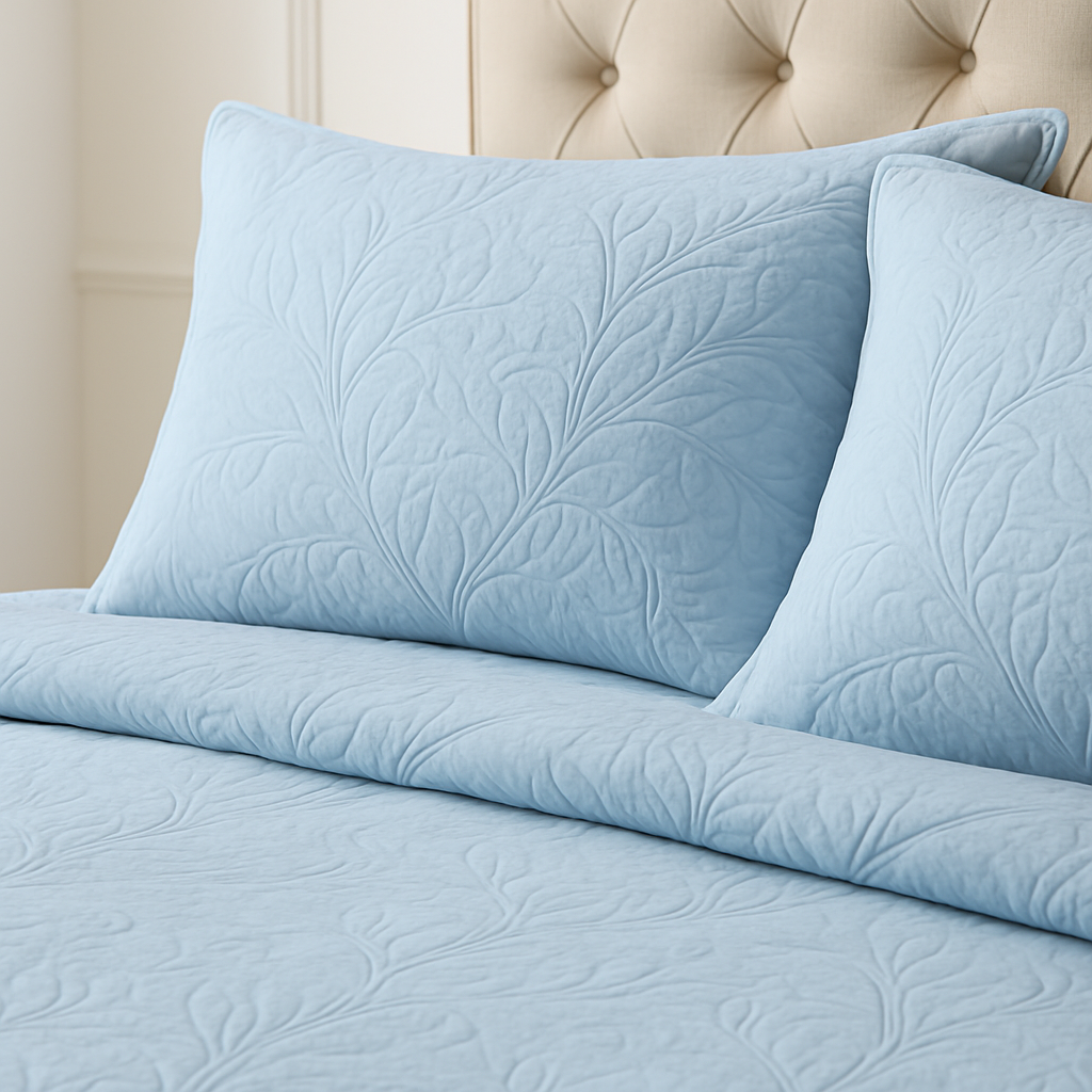 Sky Blue - Luxury King Size 3Pcs Bed Spread Set | Egyptian Cotton