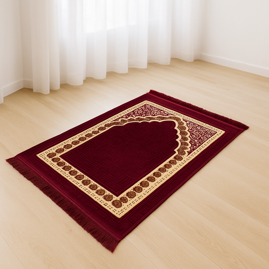 Burgundy Mihrab Premium Prayer Mat