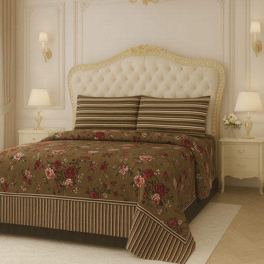 Dune Rose Pure Cotton Premium Bed Sheet Set (3-Piece)