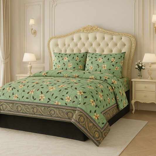 Verdant Paisley Pure Cotton Premium Bed Sheet Set (3-Piece)