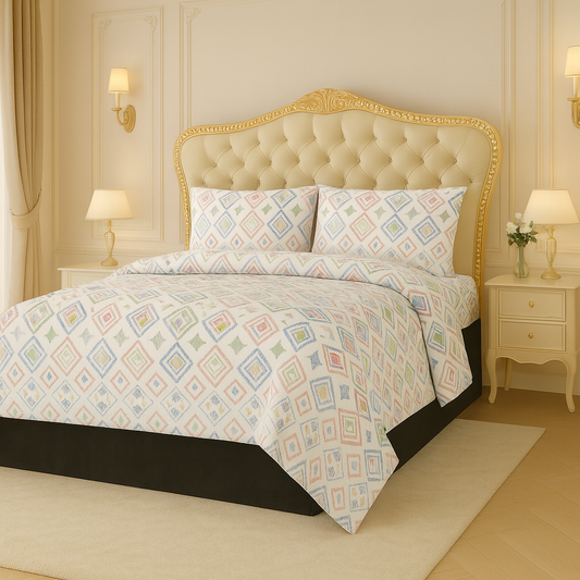 Pixel Pastels King Size Bed Sheet Set (3-Piece)