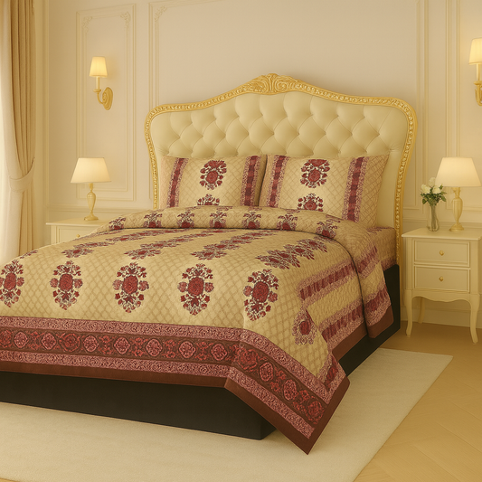 Cinnamon Crest Crystal Cotton King Size Bed Sheet Set (3-Piece)