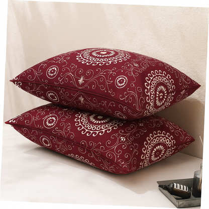 Maroon - King Size 3 PCs Crystal Cotton Bed Sheet Set With Pillow Covers | Diamond Textile