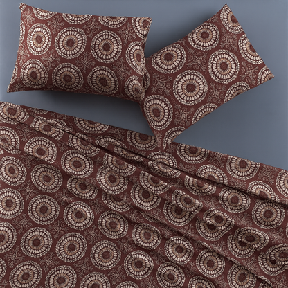 Maroon - King Size 3 PCs Crystal Cotton Bed Sheet Set With Pillow Covers | Diamond Textile
