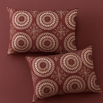 Maroon - King Size 3 PCs Crystal Cotton Bed Sheet Set With Pillow Covers | Diamond Textile
