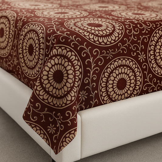 Maroon - King Size 3 PCs Crystal Cotton Bed Sheet Set With Pillow Covers | Diamond Textile