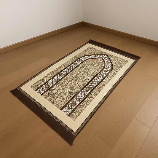 Cream Trellis Mihrab Premium Prayer Mat