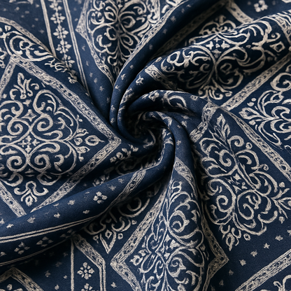 Sapphire Arabesque Crystal Cotton King Size Bed Sheet Set (3-Piece)