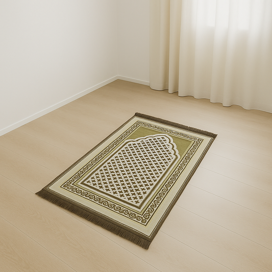 Ivory & Olive Mihrab Lattice Premium Prayer Mat