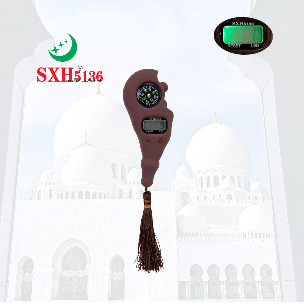 Luxury Digital Tasbih Counter with Compass LED Light – Electronic Islamic Prayer Beads Finger Tally Counter