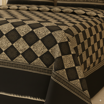 3 Pcs Blackstone Arabesque Double Bed King Size Bed Sheet Set | Pure Cotton