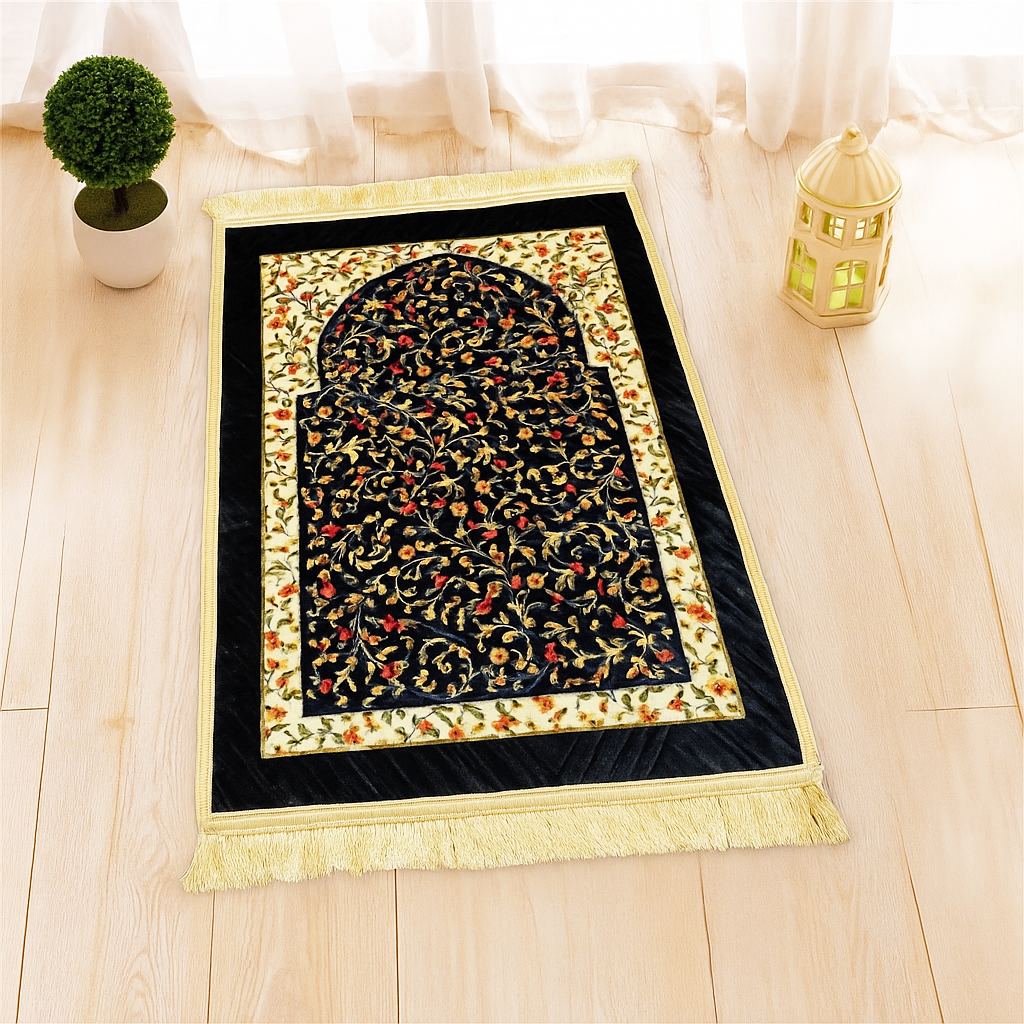 Black Bloom Premium Prayer Mat