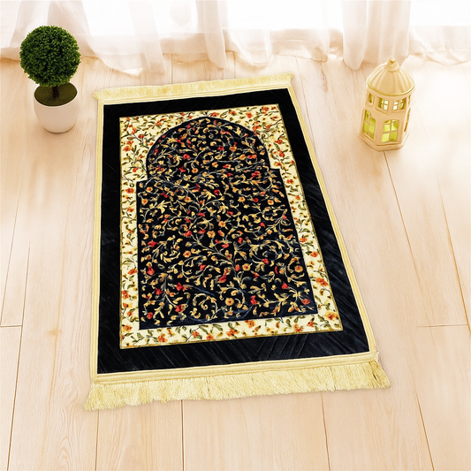 Black Bloom Premium Prayer Mat