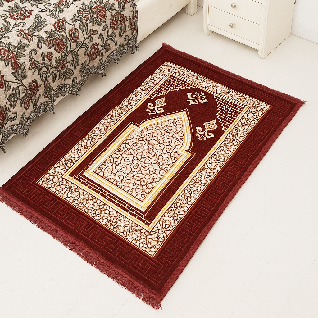 Maroon Brickwork Premium Prayer Mat