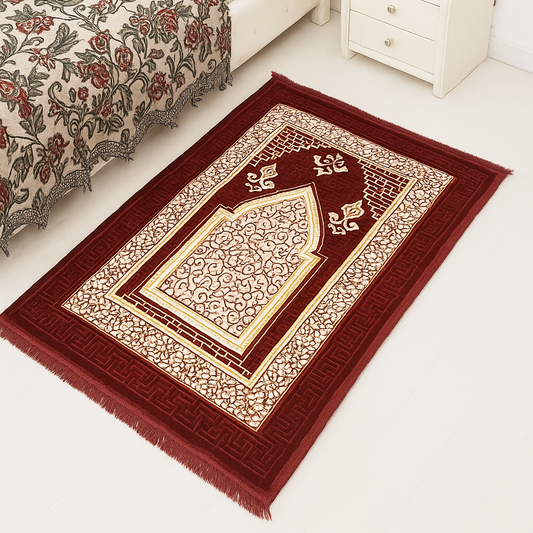 Maroon Brickwork Premium Prayer Mat