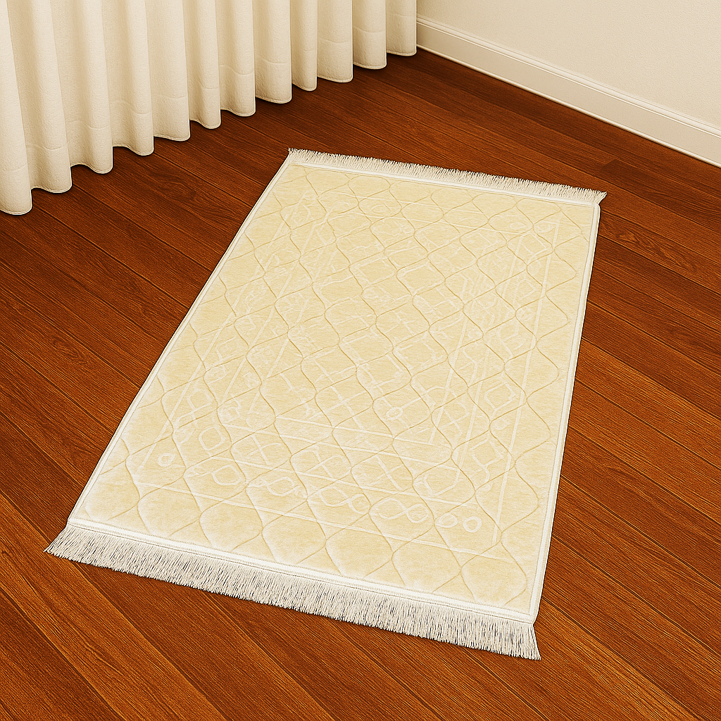 Royal Beige Quilted Self Velvet Prayer Mat