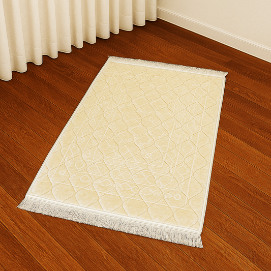 Royal Beige Quilted Self Velvet Prayer Mat